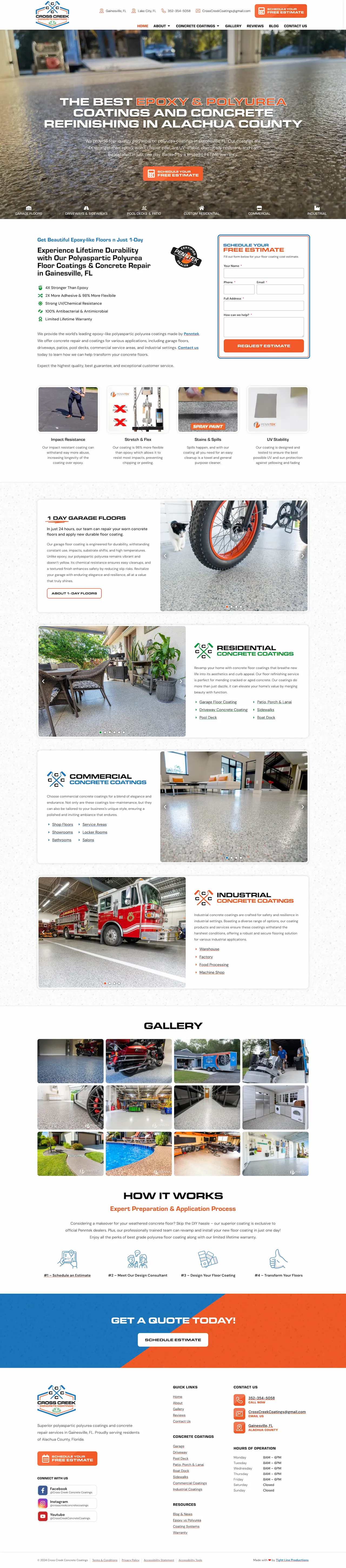 Cross Creek Concrete Coatings screenshot of website design