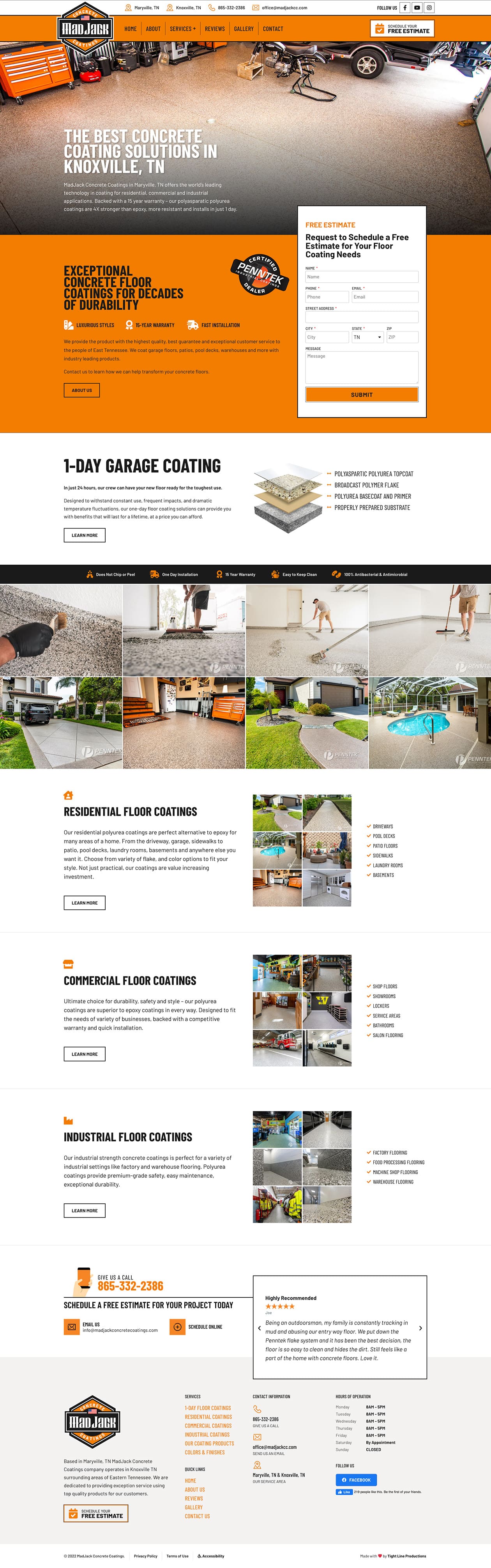 MadJack Concrete Coatings Website Design Screenshot