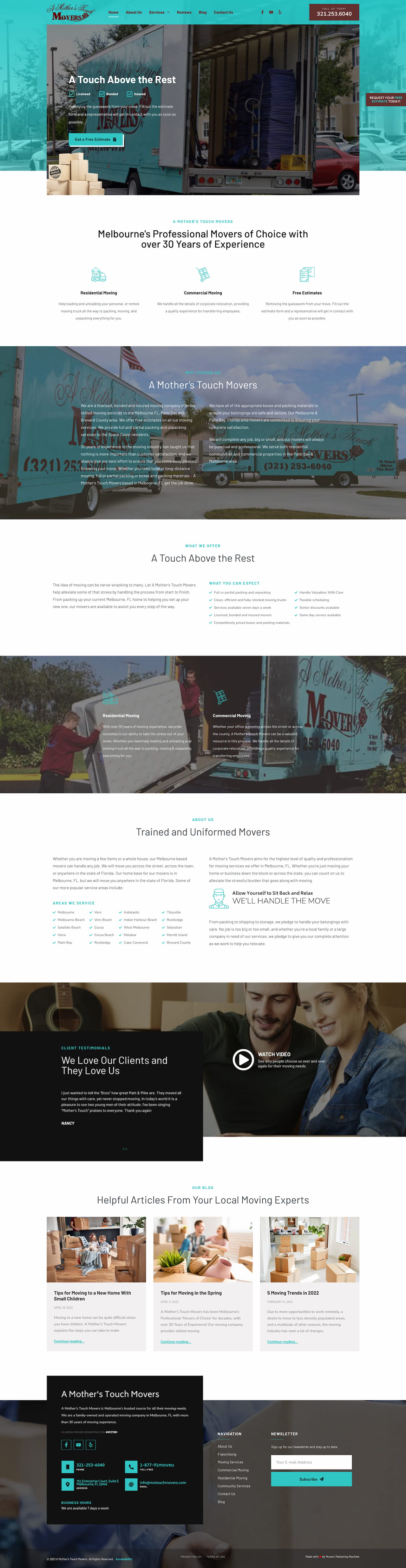 Mother's Touch Movers Website Screenshot