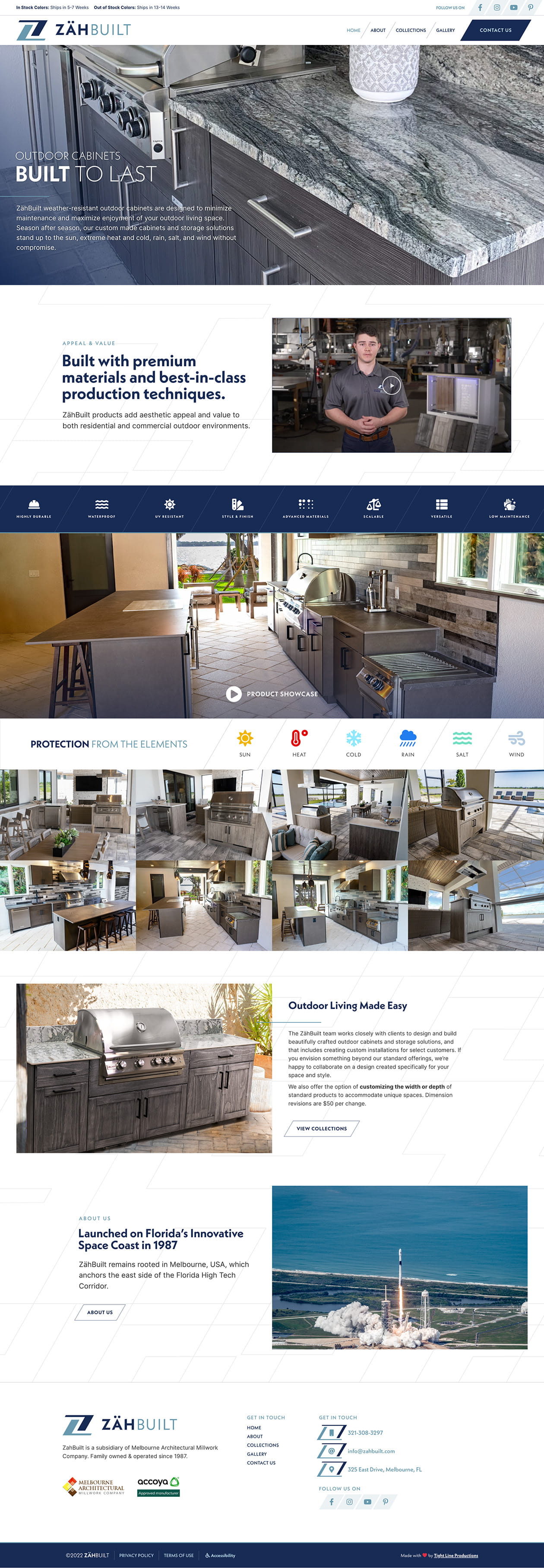 ZahBuilt Outdoor Cabinets Website Screenshot